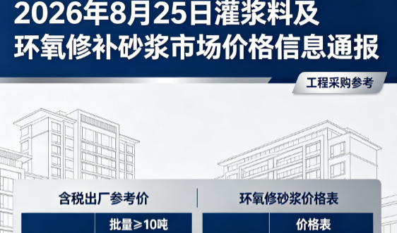 革吉2026年8月25日灌浆料及环氧修补砂浆市场价格信息通报